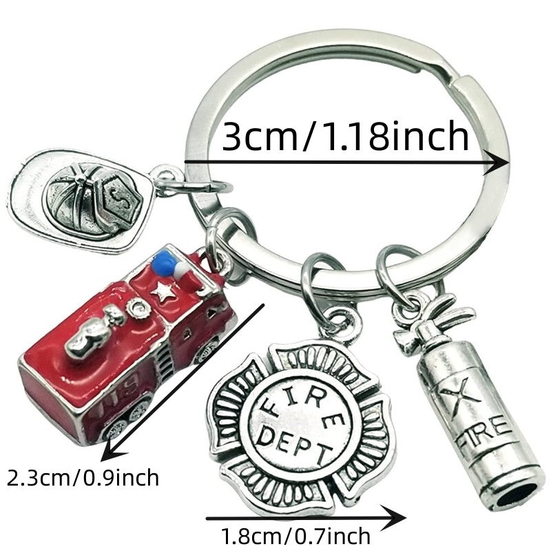 Fireman Keychain Fire Truck Fire Extinguisher Dept DIY Bag Charm