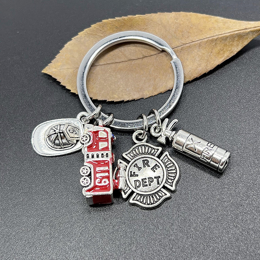 Fireman Keychain Fire Truck Fire Extinguisher Dept DIY Bag Charm