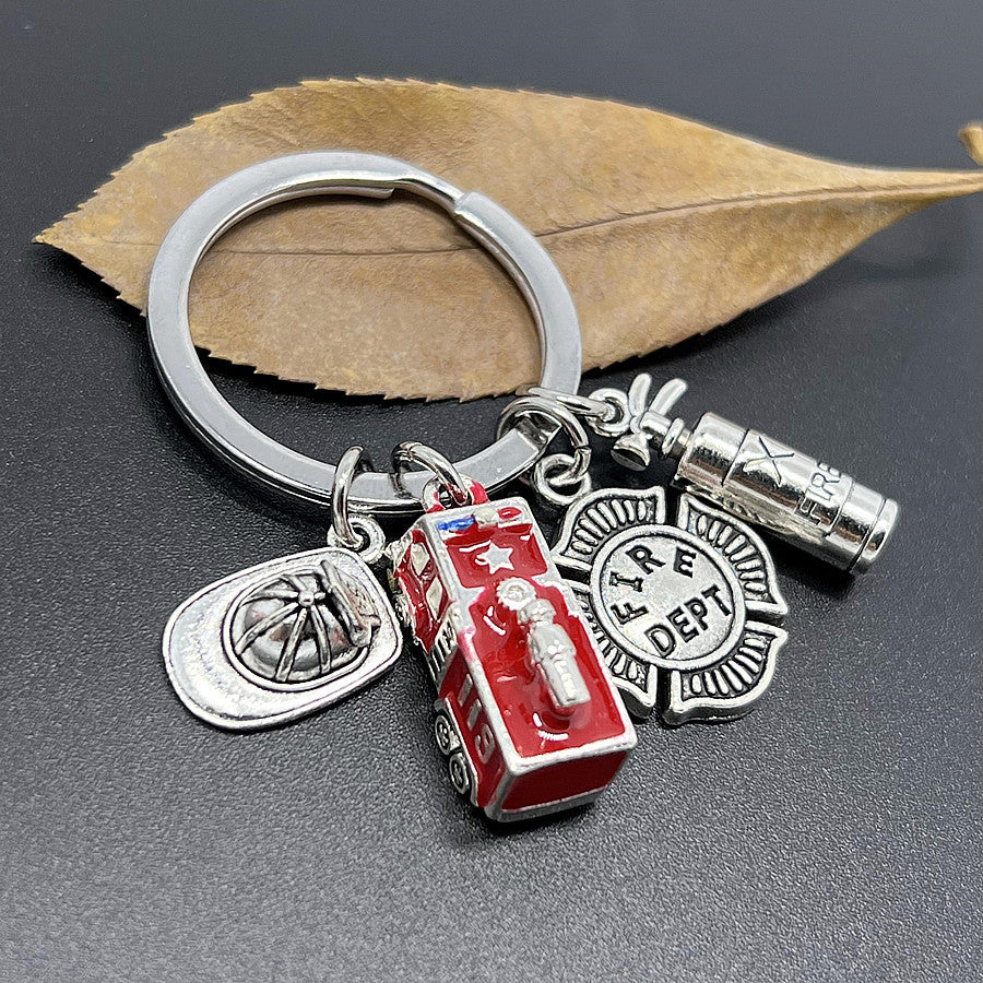 Fireman Keychain Fire Truck Fire Extinguisher Dept DIY Bag Charm