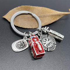 Fireman Keychain Fire Truck Fire Extinguisher Dept DIY Bag Charm