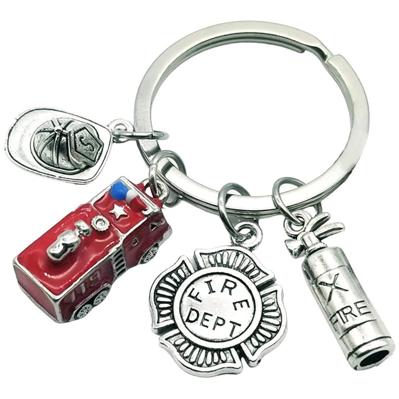 Fireman Keychain Fire Truck Fire Extinguisher Dept DIY Bag Charm