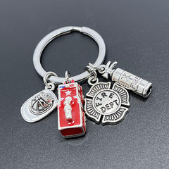 Fireman Keychain Fire Truck Fire Extinguisher Dept DIY Bag Charm
