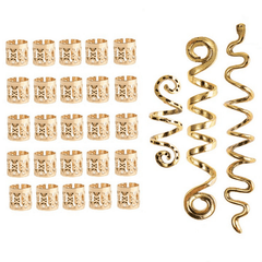 African Dreadlock Braid Hair Ring Metal Hair Accessories Set