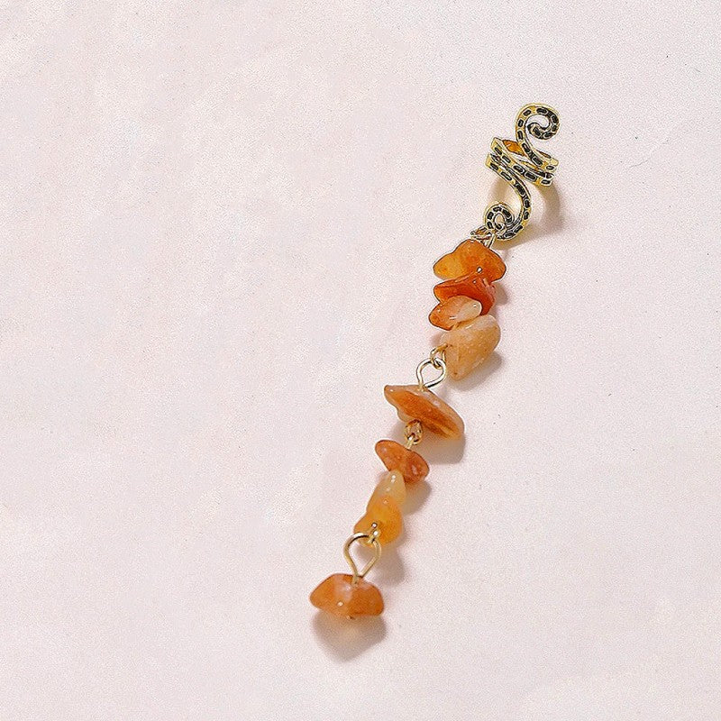 Braided Hair Ring Natural Stone Pendant Vintage Accessories