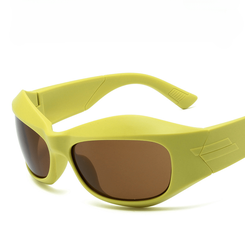 Y2K Wrap Around Sunglasses Futuristic Mirror Lens Glasses