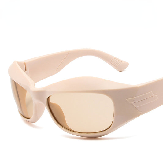 Y2K Wrap Around Sunglasses Futuristic Mirror Lens Glasses