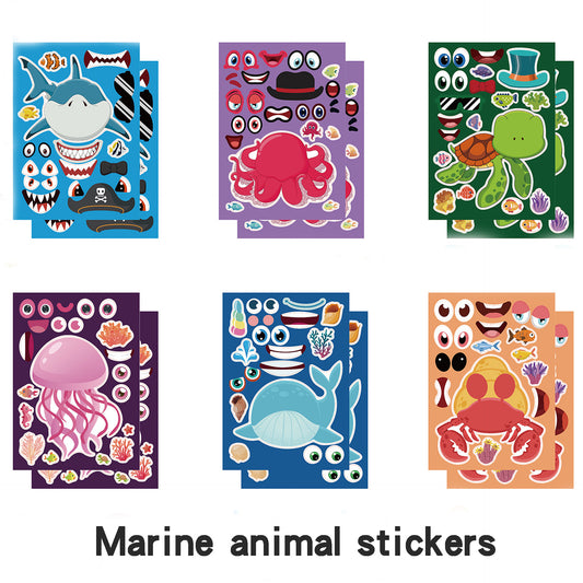 12pcs Sea Animal Puzzles & Stickers for Kids Learning & Play
