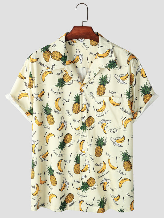 Men's Fruits Print Short Sleeve Hawaiian Shirt