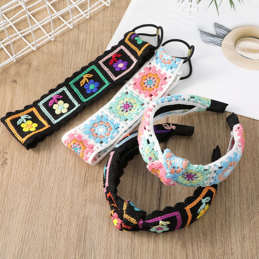Bohemian Knitted Sunflower Headband Hair Band for Women