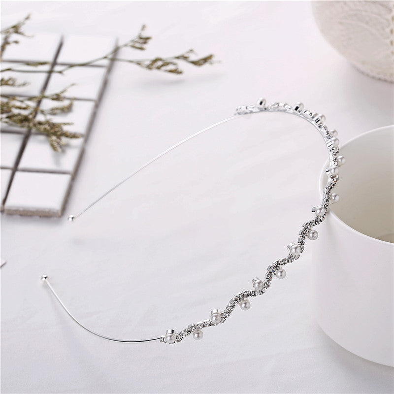 Rhinestone Pearl Headband Bridal Hair Accessories