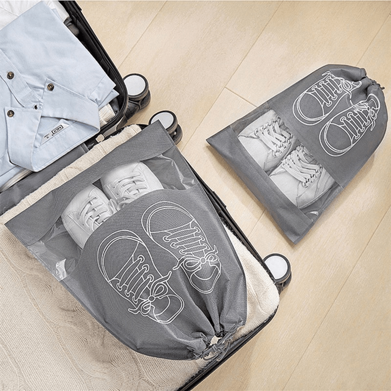 Clear Drawstring Shoe Bag Waterproof Portable Shoe Storage Bag Transparent Gray