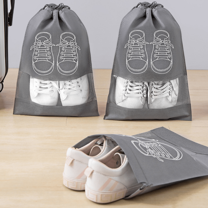 Clear Drawstring Shoe Bag Waterproof Portable Shoe Storage Bag Transparent Gray