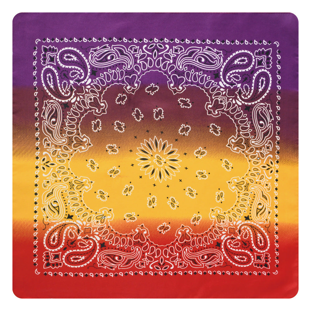 Paisley Print Gradient Bandana Neckerchief Hip Hop Square Scarf