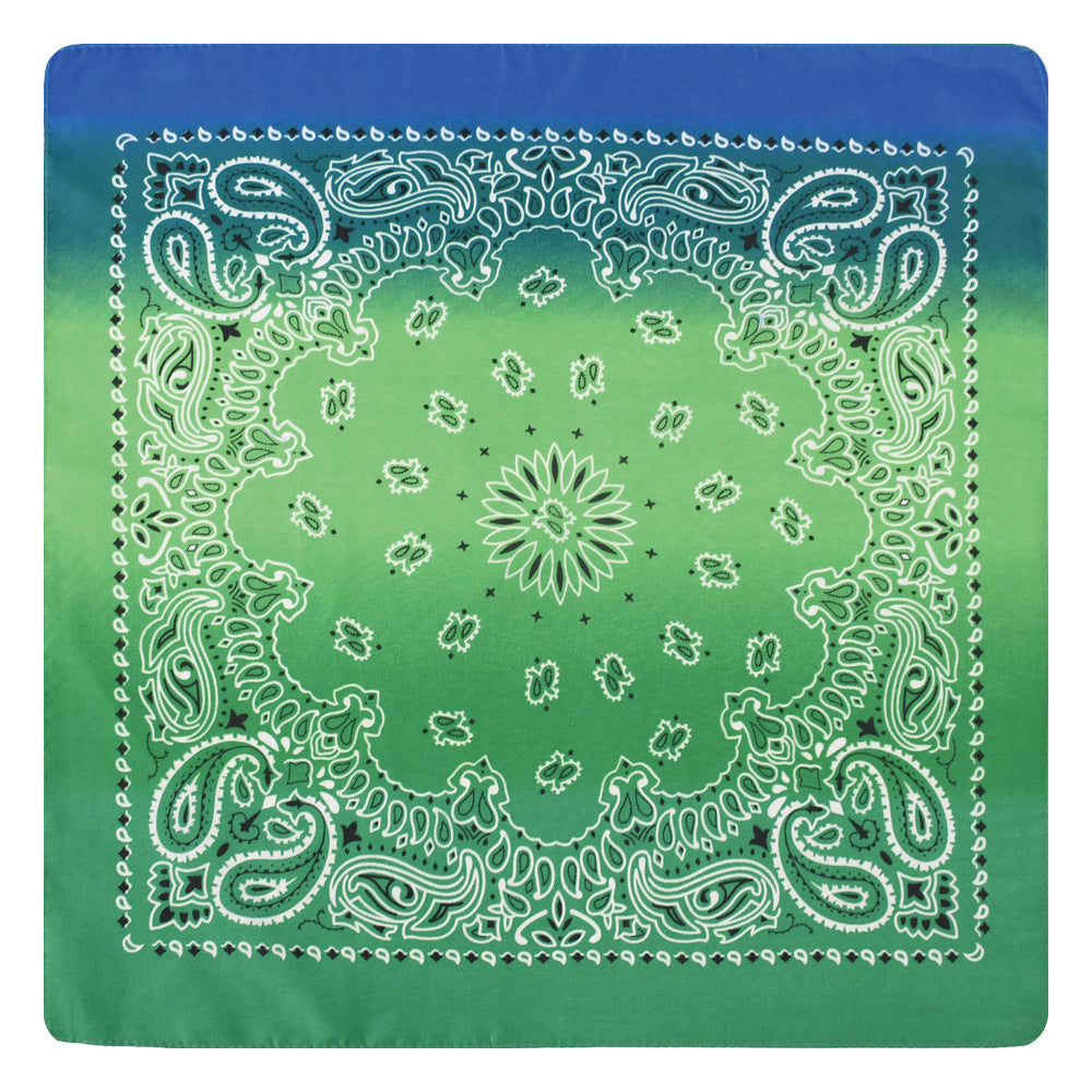 Paisley Print Gradient Bandana Neckerchief Hip Hop Square Scarf