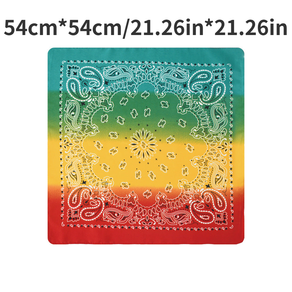 Paisley Print Gradient Bandana Neckerchief Hip Hop Square Scarf