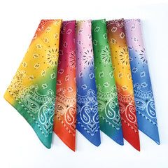 Paisley Print Gradient Bandana Neckerchief Hip Hop Square Scarf