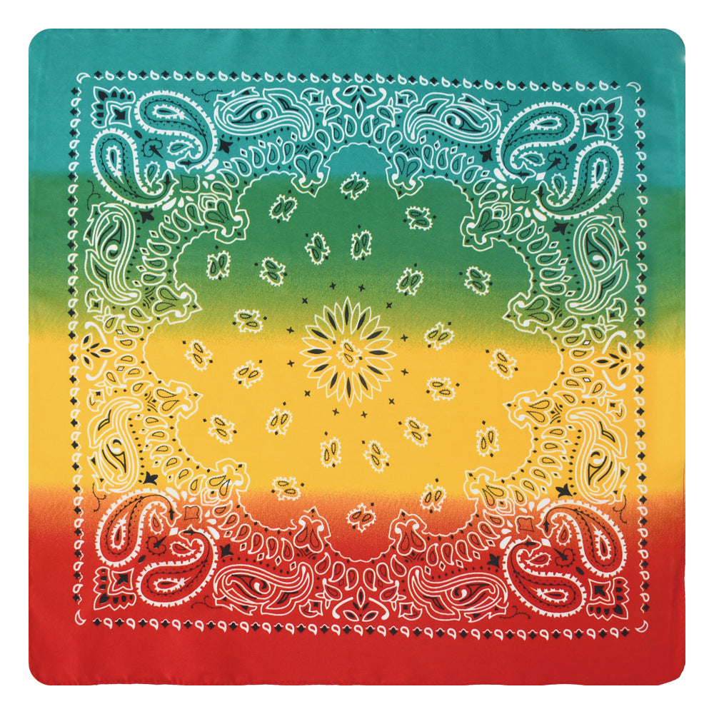 Paisley Print Gradient Bandana Neckerchief Hip Hop Square Scarf