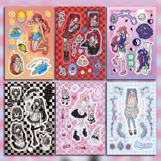 6sheets High Y2K Style D Graffiti Stickers Kids DIY Stationery Computer Stickers