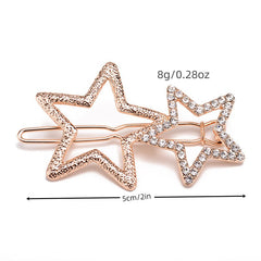 Star Rhinestone Hair Clip Silvery Metal Side Clip Hair Accessories For Women
