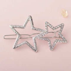 Star Rhinestone Hair Clip Silvery Metal Side Clip Hair Accessories For Women