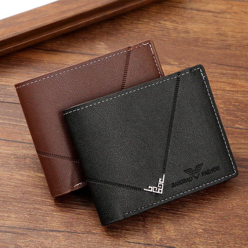 Men's Short Wallet With Card Slots Money Clip Horizontal Wallet