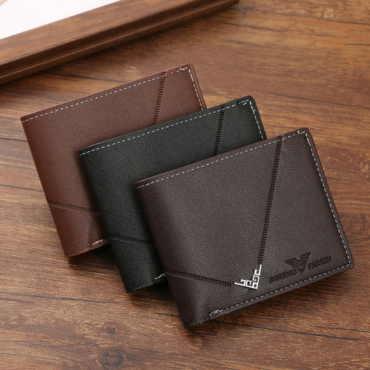 Men's Short Wallet With Card Slots Money Clip Horizontal Wallet