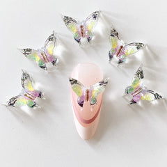 20pcs 3D Butterfly Nail Charms Clear Rhinestones Gradient Nail Art Jewelry