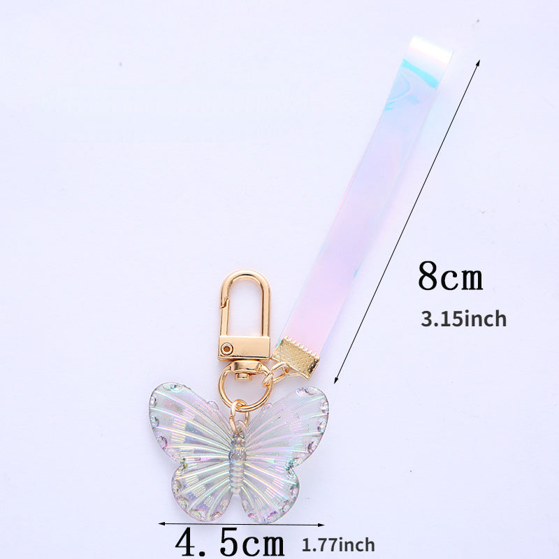 Colorful Crystal Butterfly Keychain Acrylic 3D Butterfly Pendant Bag Accessory