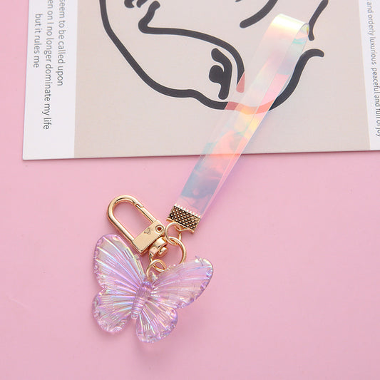 Colorful Crystal Butterfly Keychain Acrylic 3D Butterfly Pendant Bag Accessory