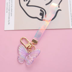 Colorful Crystal Butterfly Keychain Acrylic 3D Butterfly Pendant Bag Accessory