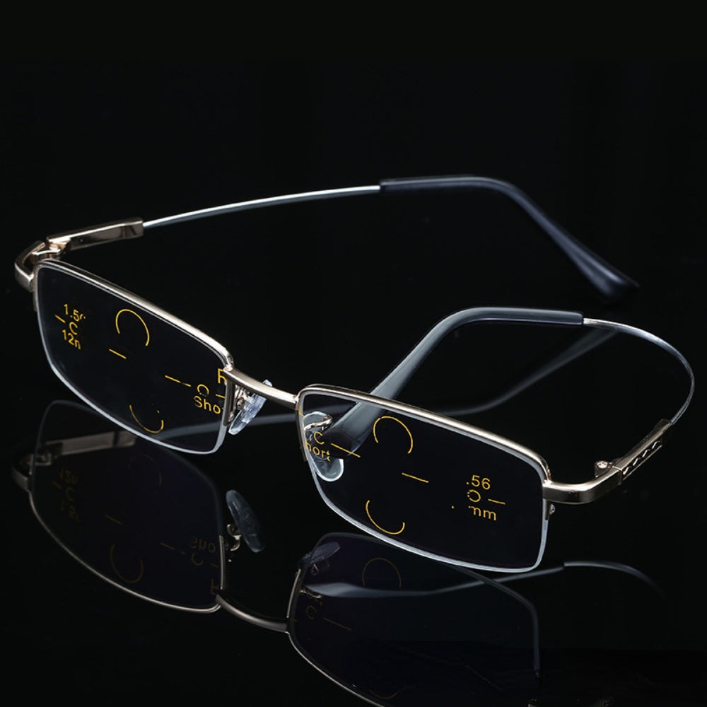Men's Titanium Multifocal Reading Glasses Anti Light Presbyopia