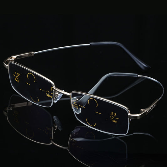 Men's Titanium Multifocal Reading Glasses Anti Light Presbyopia