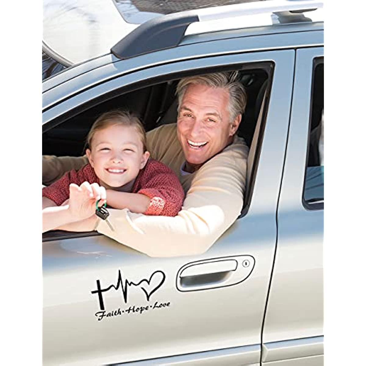 Stylish Hope Faith Love Heart Car Decal Sticker