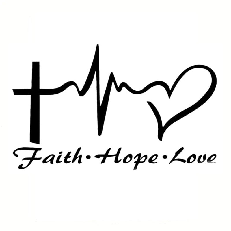 Stylish Hope Faith Love Heart Car Decal Sticker