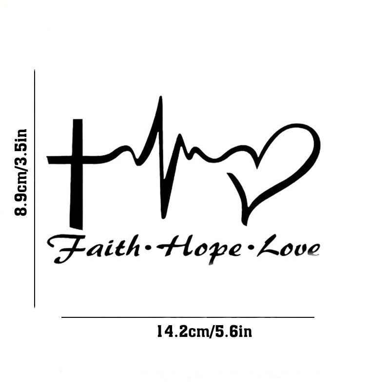 Stylish Hope Faith Love Heart Car Decal Sticker