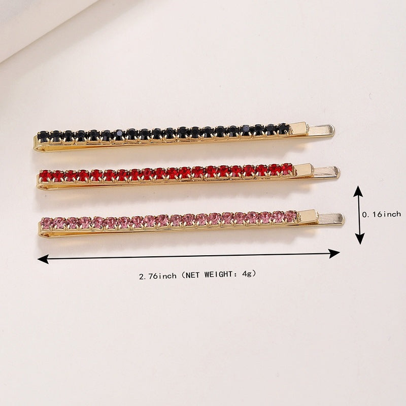 3pcs Rhinestone Hairpin Style Hair Clip For Side Hair Bang