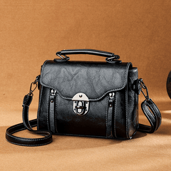 Stylish PU Leather Shoulder Bag Retro Portable Handbag Zipper Large Capacity