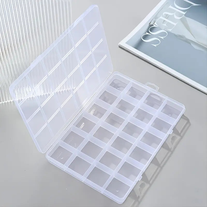 Adjustable Jewelry Storage Box with 24 Grids - Organize Beads Rings Screws