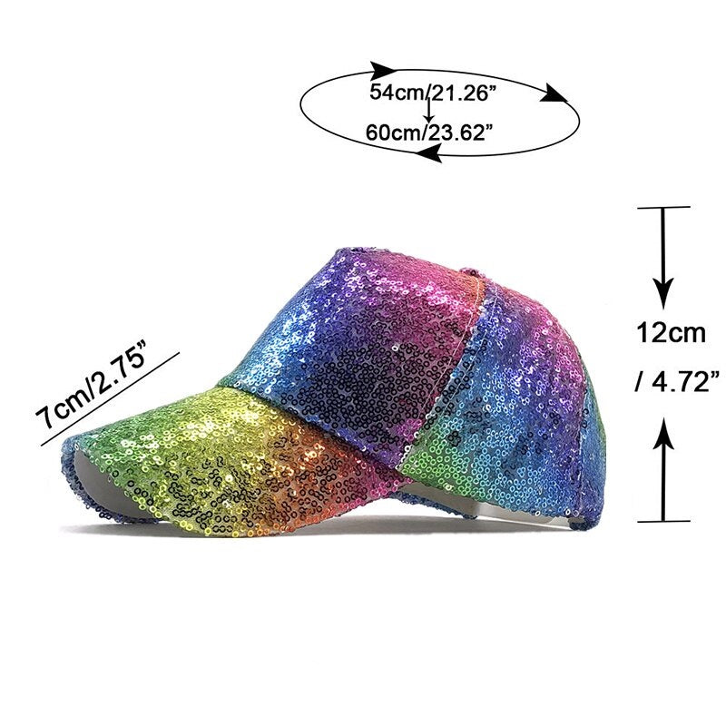 Rainbow Sequins Baseball Cap Hip Hop Sunscreen Dad Hats