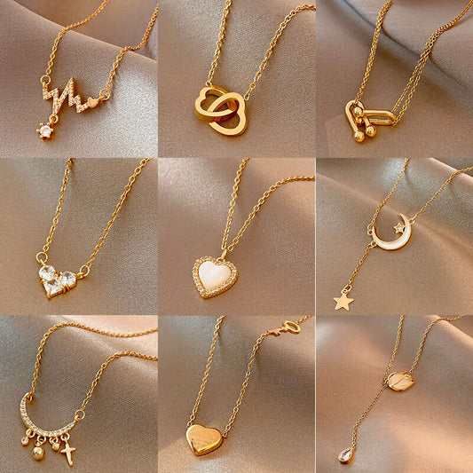 Heart Star Pendant Necklace Chain For Girls