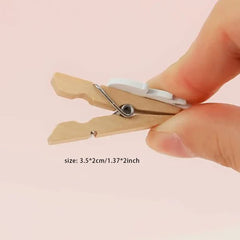 10pcs Cat Paper Clip Wooden Memo Clips with Hemp Rope