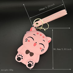 Cartoon Cat Bracelet Keychain Animal Key Ring Purse Bag Backpack Car Key Charm