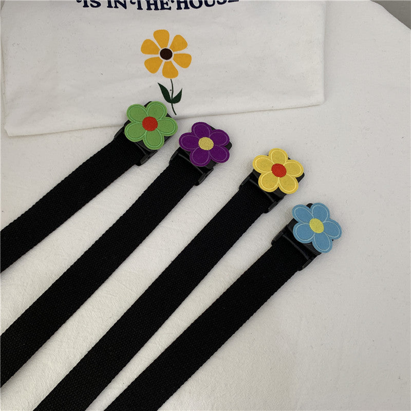 Flower Decor Nylon Waist Belt Waist Rope Belt For Pants Dress Jeans Classic