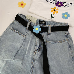 Flower Decor Nylon Waist Belt Waist Rope Belt For Pants Dress Jeans Classic