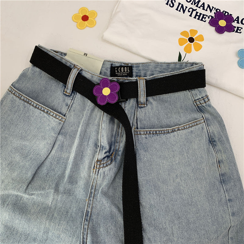 Flower Decor Nylon Waist Belt Waist Rope Belt For Pants Dress Jeans Classic