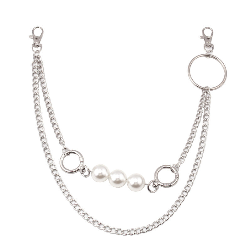 Pearl Thorns Double Layer Waist Tassel Chain Punk Accessories