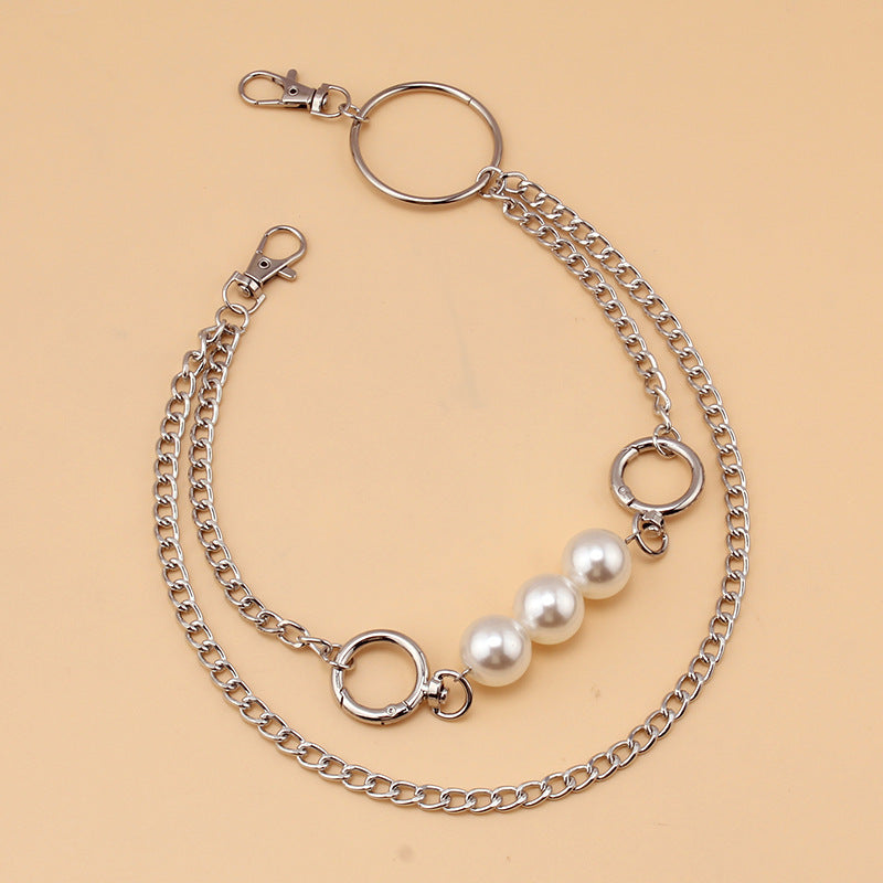 Pearl Thorns Double Layer Waist Tassel Chain Punk Accessories