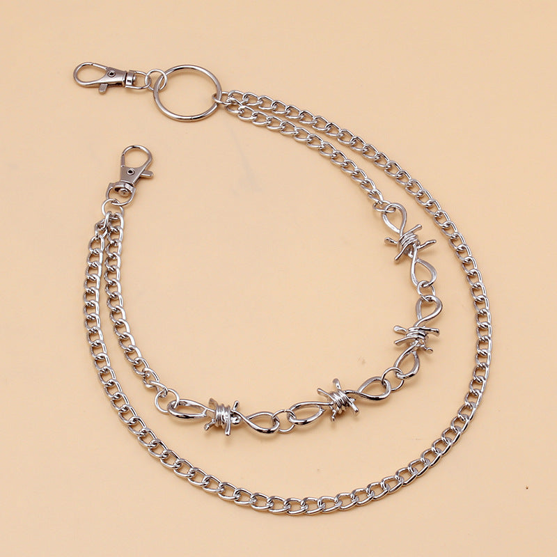 Pearl Thorns Double Layer Waist Tassel Chain Punk Accessories