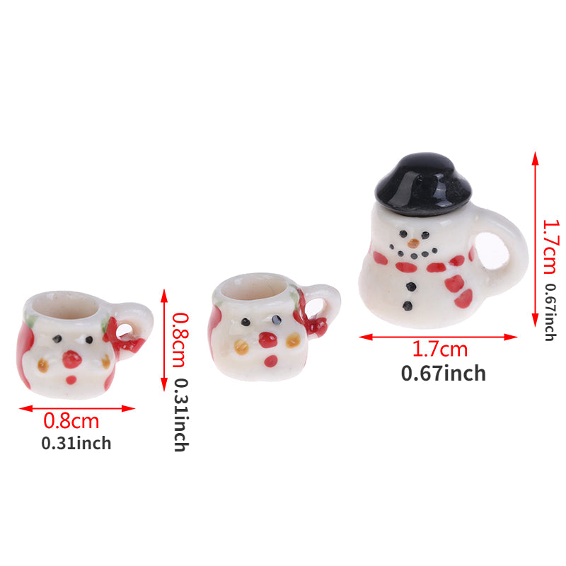 1:12 Dollhouse Christmas Ceramics Cups Pot Set Dollhouse Accessory