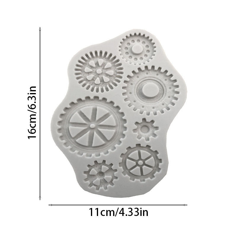 1pc Retro Gear Glue Mold Steam Punk Cake Silicone Mold